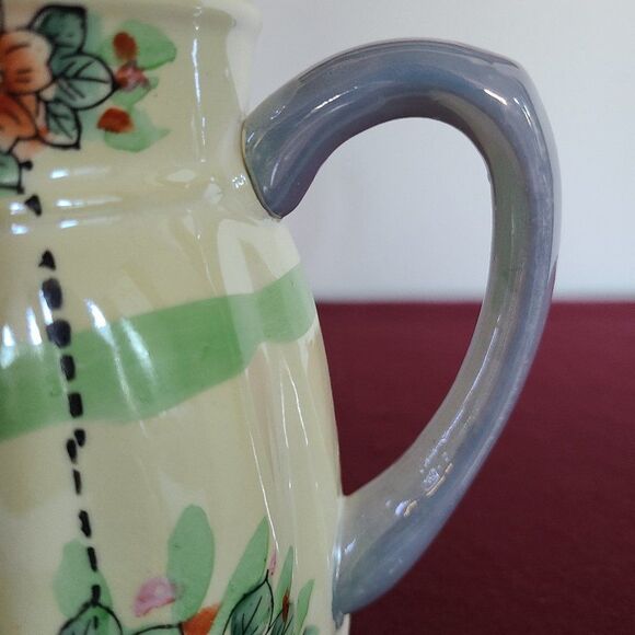 Japanese Lusterware Floral Hand Painted Pitcher Pearly Antique Vintage - Picture 7 of 16